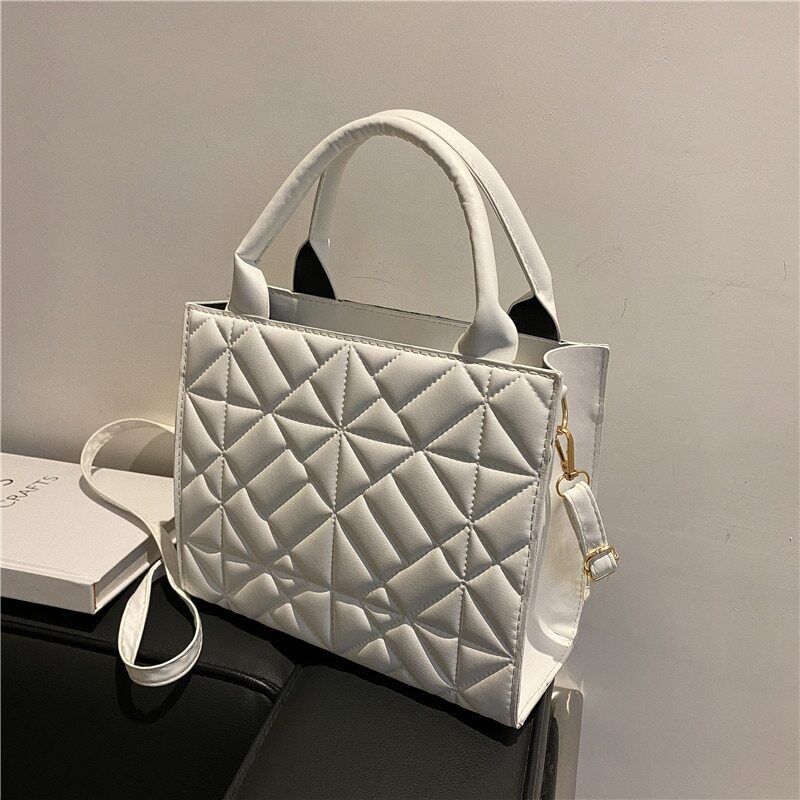 Spring Women Shoulder Bag Plaid Pu Leather Crossbody Bags Ladies Handle Bag
