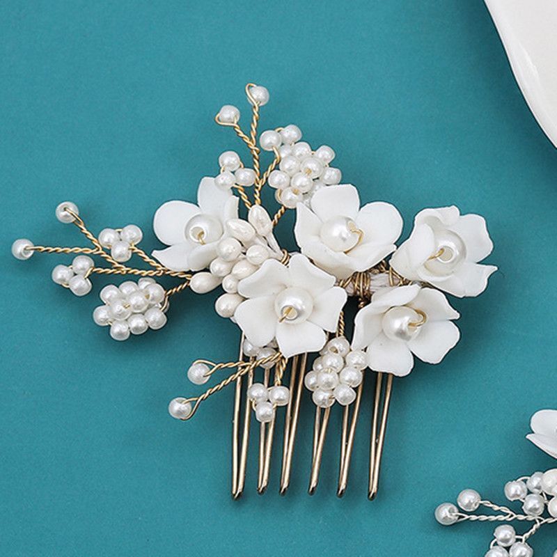 Women Hair Combs Korean Fashion Pearl Handmade Hairpins Clip DIY Styling Jewelry