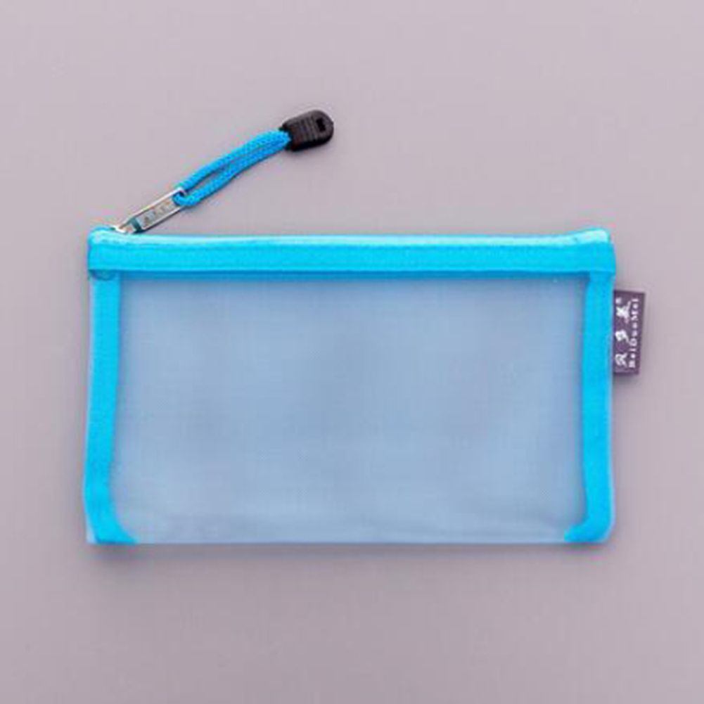 1Pc Transparent Grid Zipper Bag Pencil Case Storage Package 11*20CM PVC Cosmetic