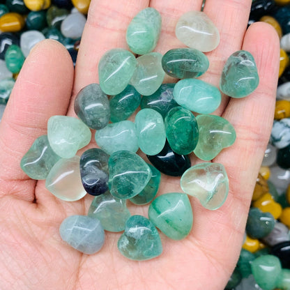 10pc Natural fluorite Mini Heart hand-carved quartz crystal Reiki healing