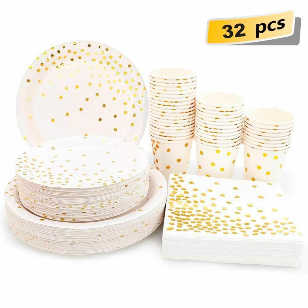 8Pcs/Set Disposable Tableware Plate/Napkin Birthday Wedding Party Decor Supplies