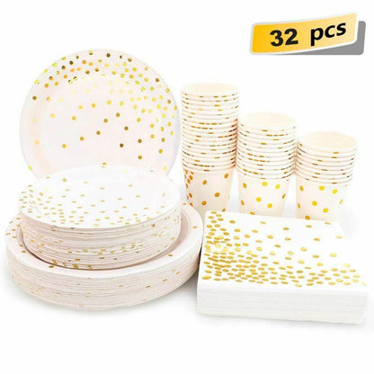 8Pcs/Set Disposable Tableware Plate/Napkin Birthday Wedding Party Decor Supplies