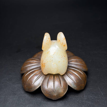 Certified Natural Hetian Jade Hand-carved Exquisite Rabbit Statues 31341