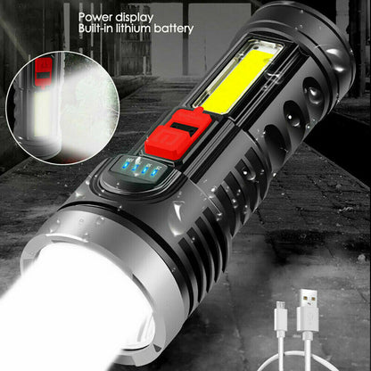 3 X Linternas Tacticas Recargables LED USB Lampara Potente Waterproofing 4 Modos