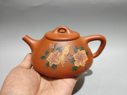 Chinese Yixing Zisha Clay Handmade Exquisite Flowers&Birds Teapot 31319