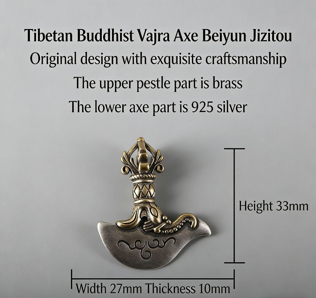 Tibetan Vajra Axe Cloud Back Bead Handmade Silver DIY Prayer Bead Accessory