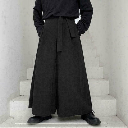 Fashion Men Baggy Gothic Long Pants Casual Loose Holiday Wide Leg Linen Trousers