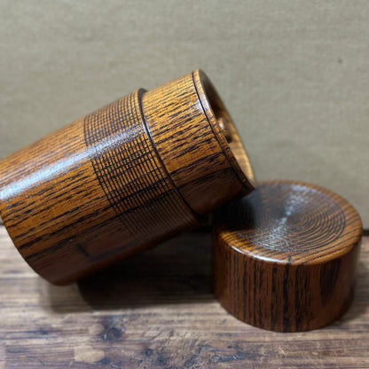 Minor Flaw Jujube Wood Tea Canister Handmade Travel Straight Jar with Lid