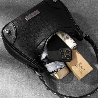 Underarm Bag Leather Rivet Shoulder Handbag Fashion Punk Style Luxury 24*12*7CM