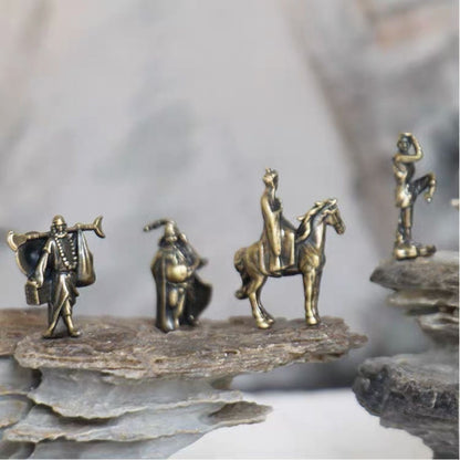Brass Journey to the West Figurine 4Pcs Tang Monk Tea Pet Desktop Ornament