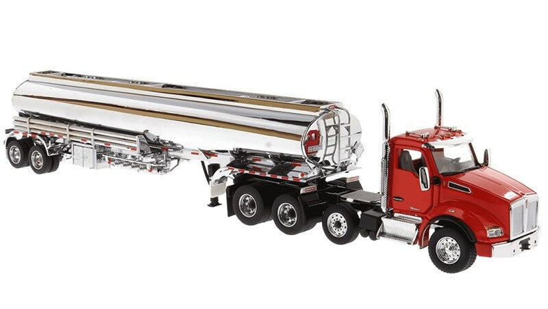 1:50 DM T880S SBFA Tandem Day Cab Tanker Trailer Container Truck Diecast Model