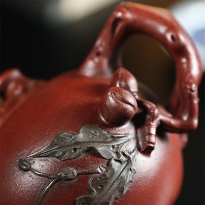 Yixing Zisha Teapot 550ml Handmade Peach Shape Qingshui Clay Kung Fu Pot