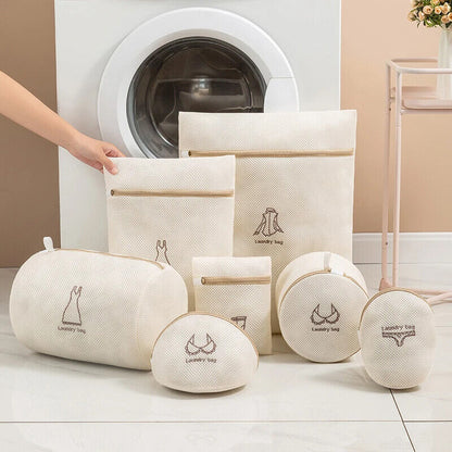 Laundry Bag Polyester Fine Mesh Embroidery Print Pouch Household Clothes Washing
