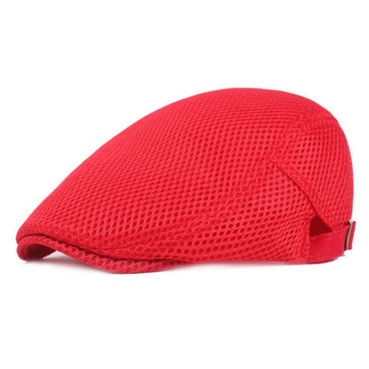 Unisex Casual Beret Hat Flat Cap Breathable Mesh Cap Newsboy Style Adjustable