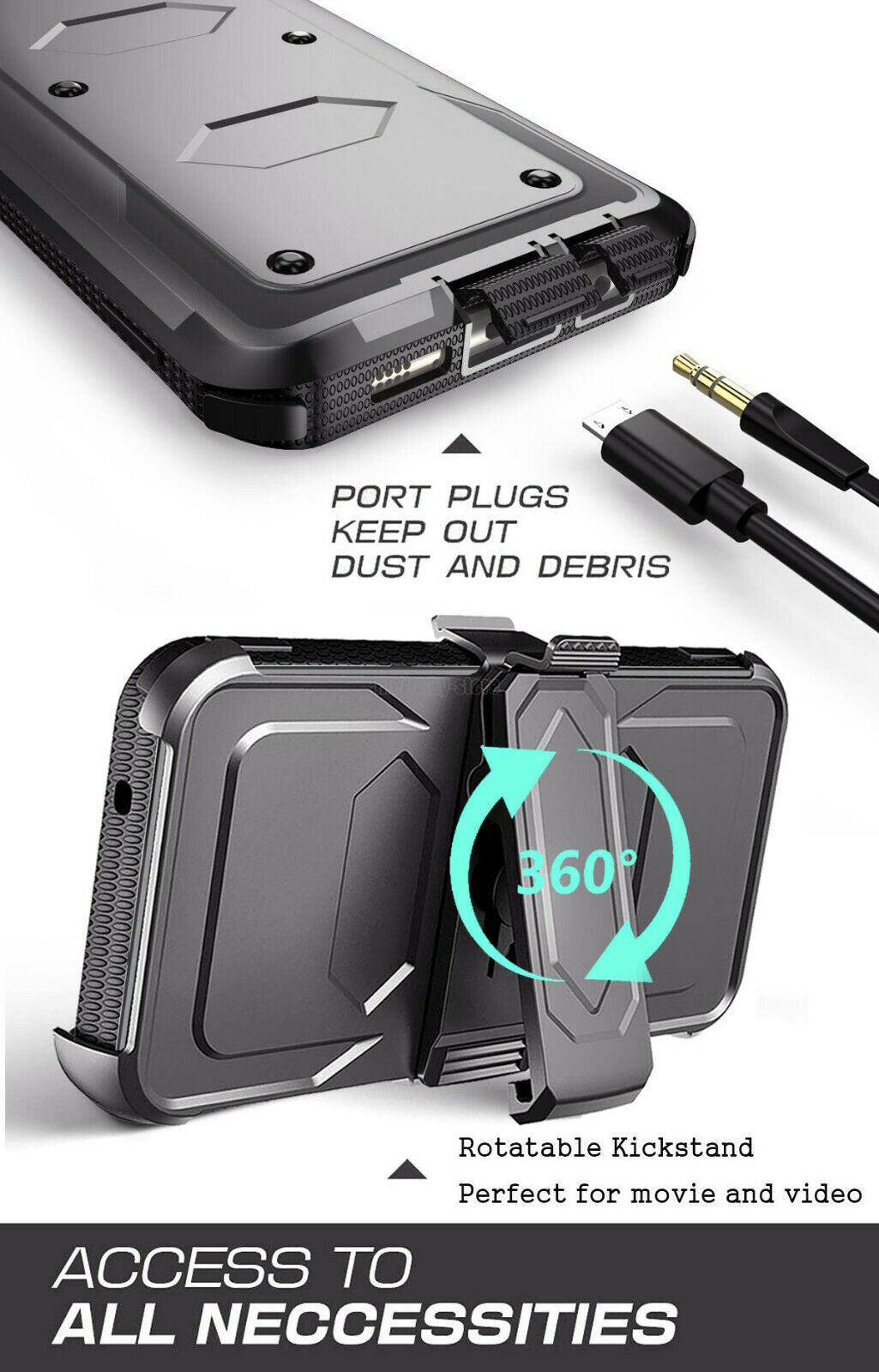 For Samsung Galaxy J7 2017 Sky Pro Rugged Clip Holder Case Cover, w/ Accessories