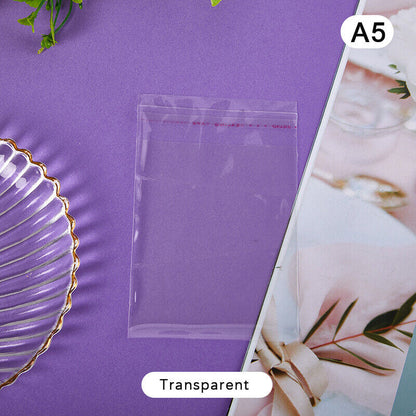 50Pcs/pack Transparent Self-adhesive Opp Bag Photo Cards Protective Storage Bag