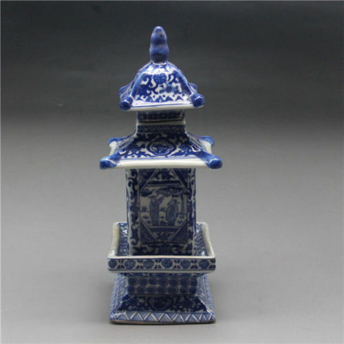 Old Collecting Antique Chinese Blue and White Porcelain Layered Tower Vases