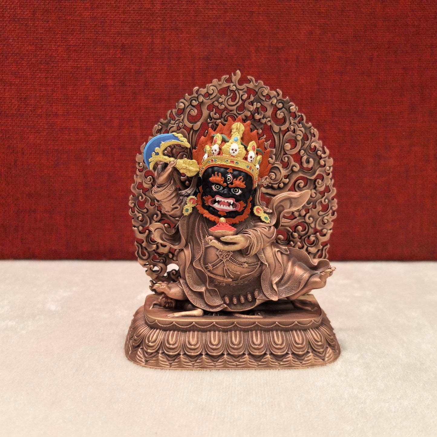 10CM Copper Statue Two Arms Mahakala Enshrine Buddha
