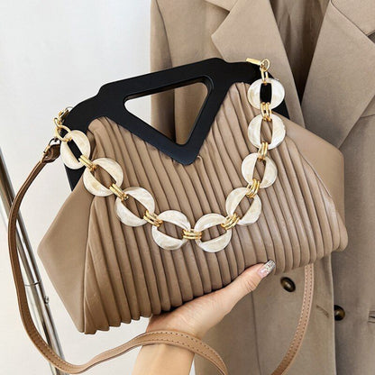 Pleated Bags Blue/Orange Shoulder Bag Big Totes Handbag Purse Evening Clutch Bag
