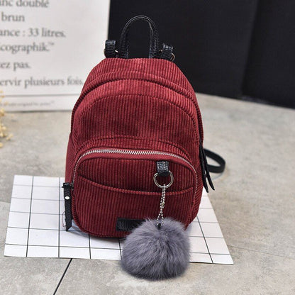 Backpack Corduroy Crossbody Bags Striped Soft Cloth Shoulder Purses 15*21*11 CM