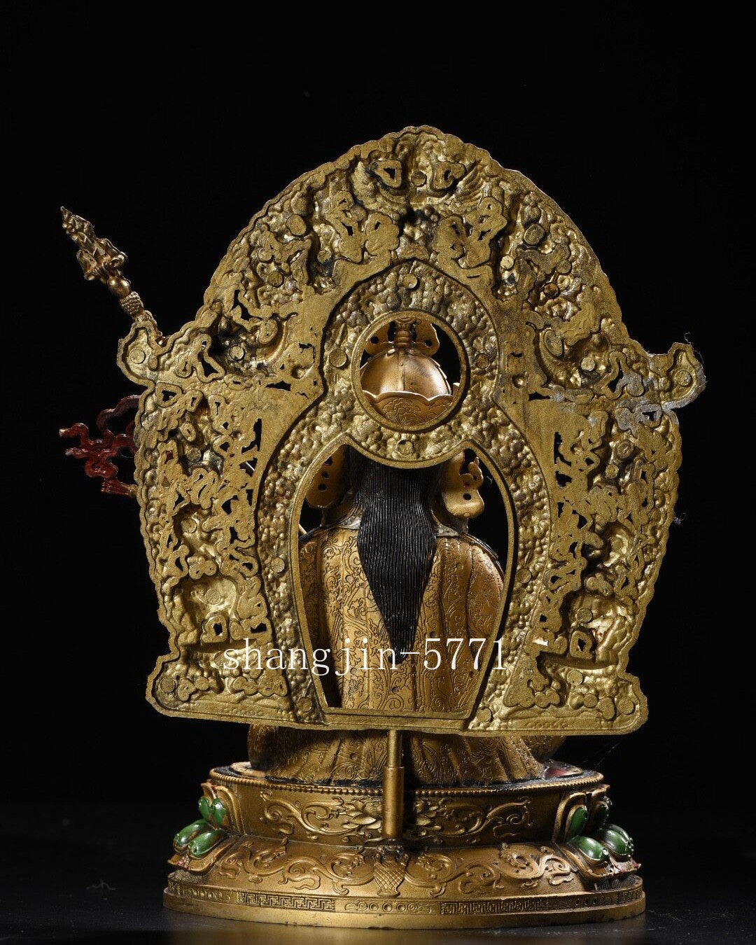 8.4"Xizang Buddhism Temple Bronze Padmasambhava Guru Rinpoche Buddha Statue