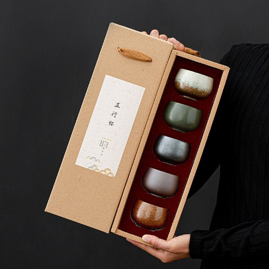 Ceramic Tea Cup Set of 5 Chinese Kung Fu Tea Cup 80ml
