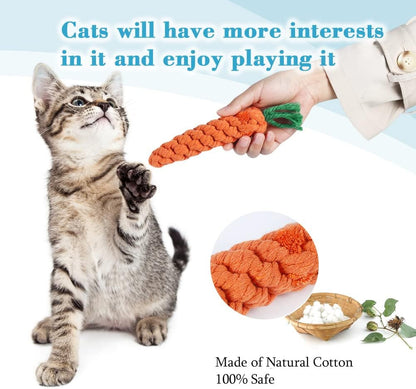 5x Dog Toys Braided Carrot Cotton Rope Puppy Cleaning Teeth Chew Bite Resistant