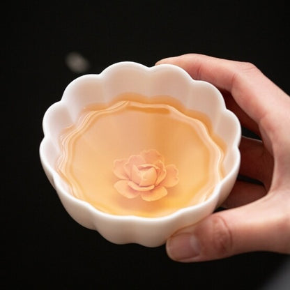 100ml ceramic tea cup floral relief handmade personal master cup ruyao craft new