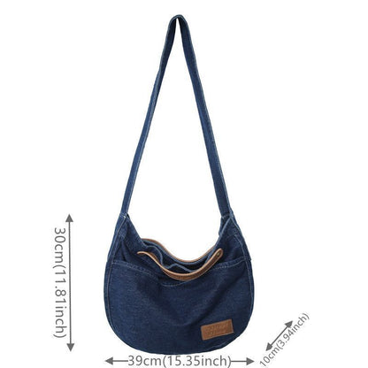Versatile Denim Shoulder Bags Light Large Handbags Leisure Crossbody Bag Purse