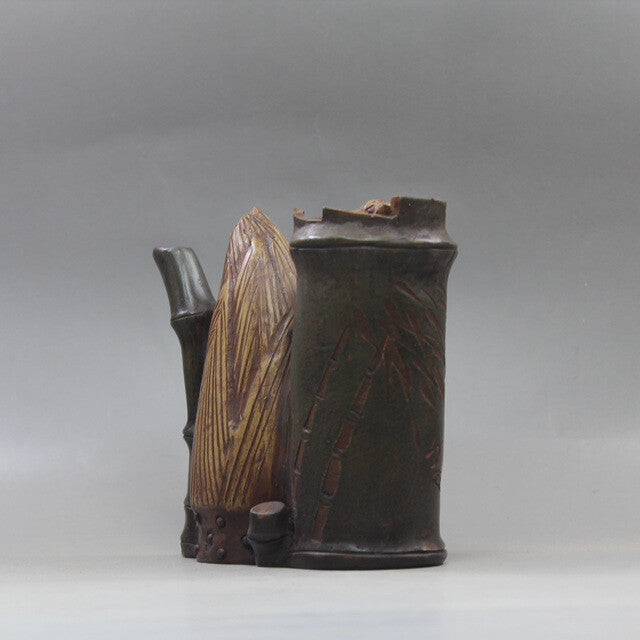 Collect Yixing Zisha Pottery Oid Duan Green Clay Handmade Bamboo Shoots Teapot