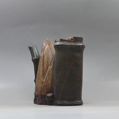 Collect Yixing Zisha Pottery Oid Duan Green Clay Handmade Bamboo Shoots Teapot