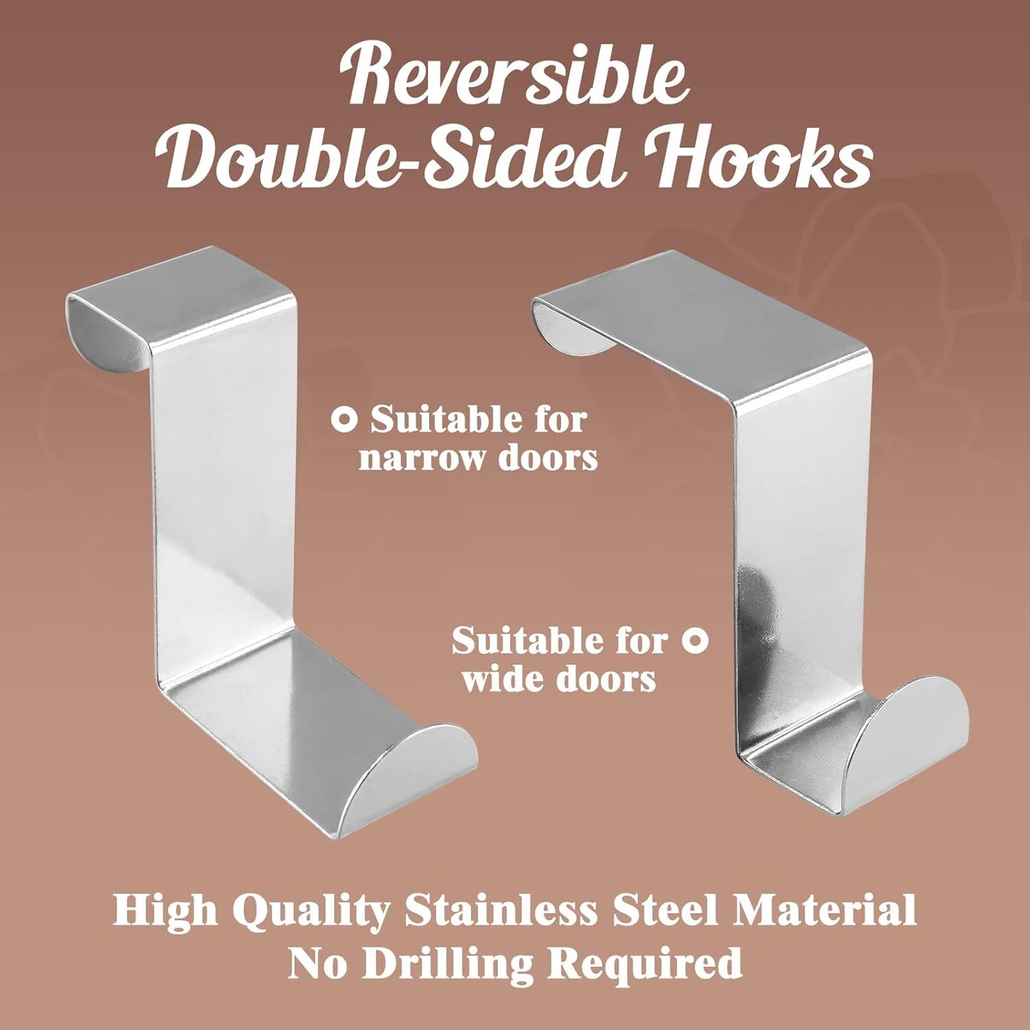 3x Door Hook Hanger Kitchen Coat Wall Storage Over Hanging Towel Hooks Bathroom