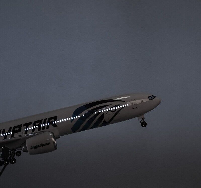 47CM EGYPTAIR B777-300ER Passenger Plane Led Sound- controlled Light Resin Model