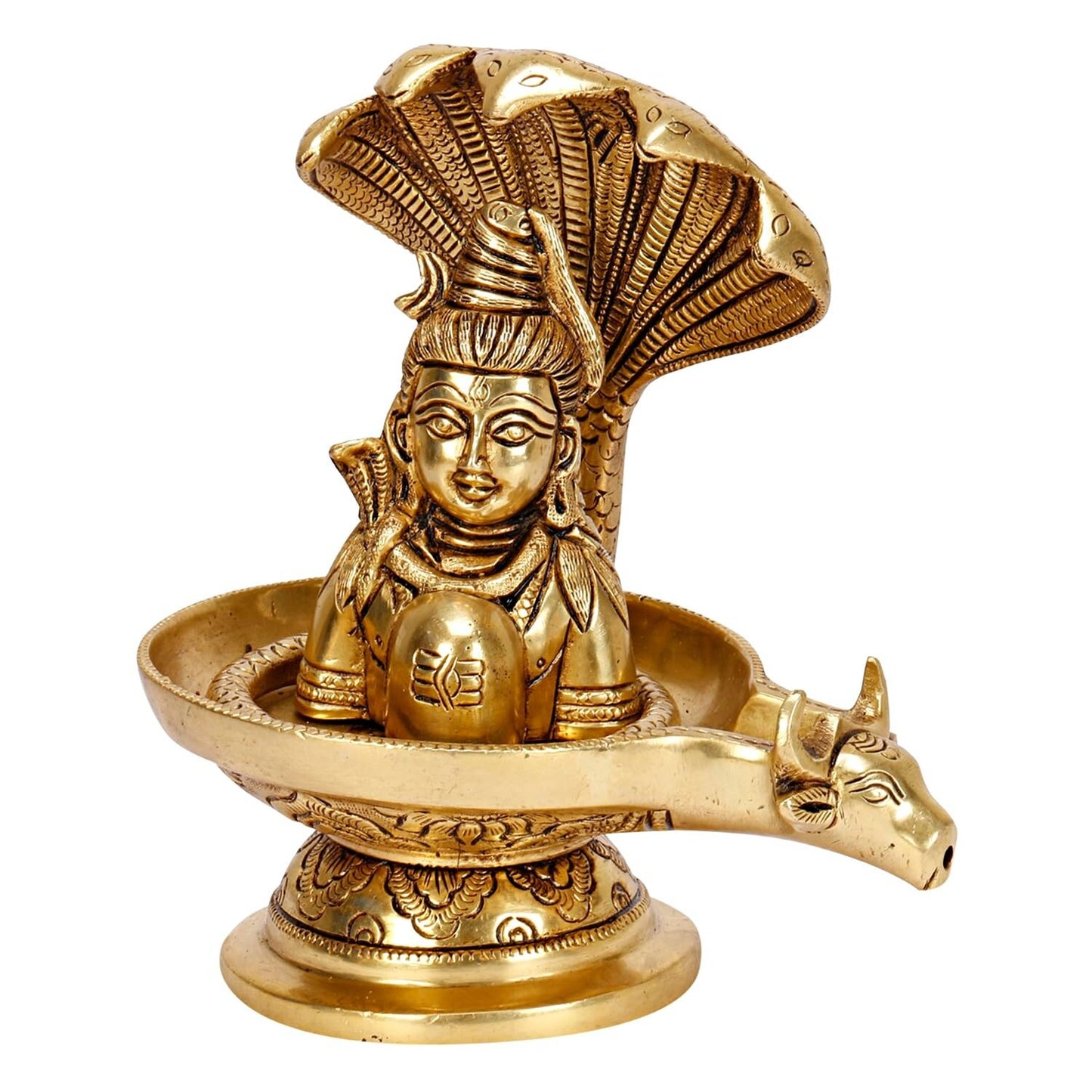 Hindu God Lord Brass Shivling with Snake Shiv Lingam Idol Statute Figurine