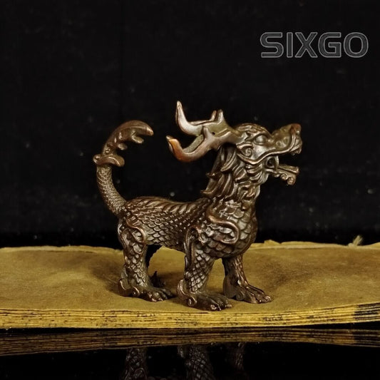 Antique Bronze Dragon Son Taotie Tea Pet Statue OrnamentChinese