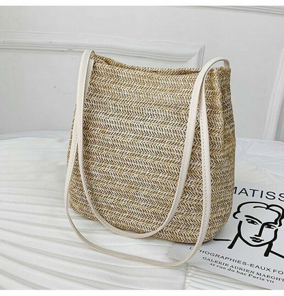 Bag Shoulder Bohemian Women Handbag Beach Hand Woven Rattan Straw Summer Large