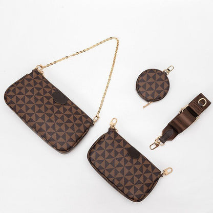 3IN1 Messenger Handbag Crossbody Shoulder Bag Polyester Purse Brown/Black/White