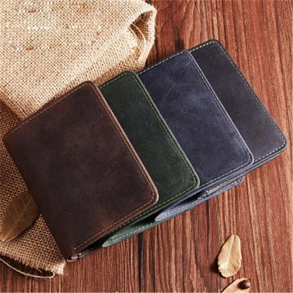 Leather Card Clamps Men's Wallet Card&ID Holder Bag Purse Cash Clip Billfold Bag