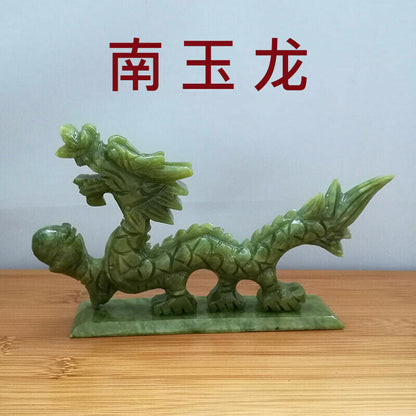 China Handmade Jade Carving Natural Jade Dragon Fengshui Decoration