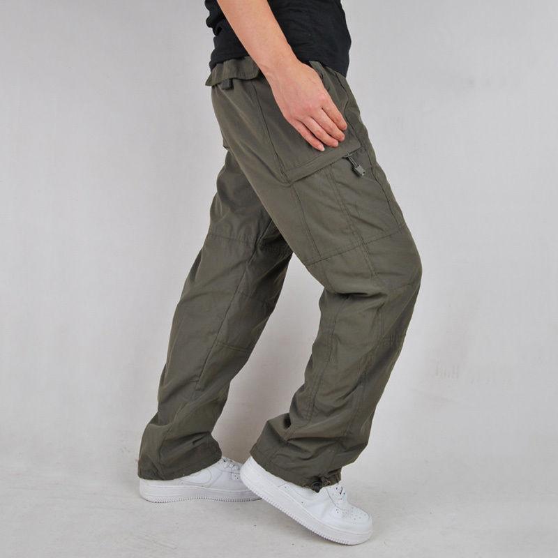 Mens winter thick Casual Military Cargo Pants Cotton Baggy loose outdoor Trouser