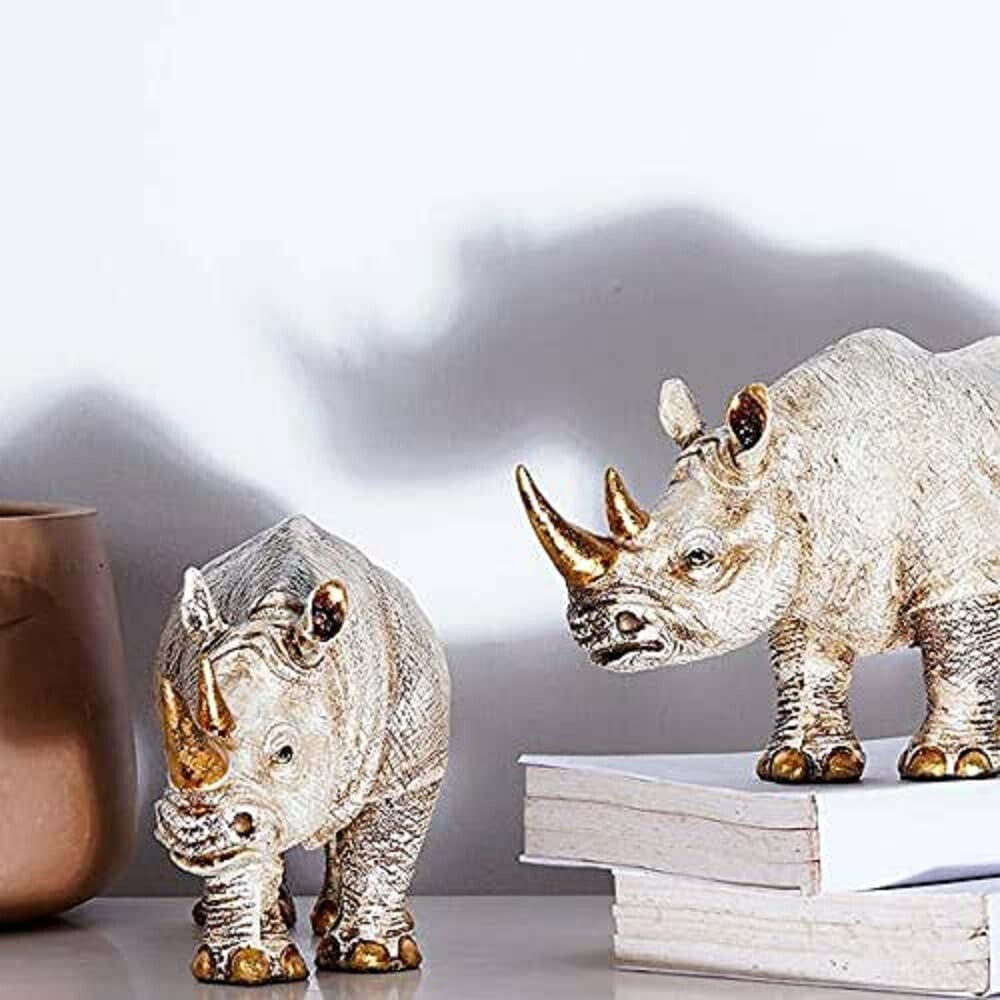 Polyresin One Horned Rhinoceros Idol Figurines Gifts for Home Decor Statue