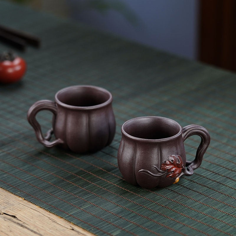 real yixing zisha tea cup with handle pumpkin design mug master cup 100ml China