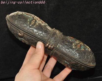7"Old Tibet Buddhism Temple Bronze Dorje Vajra Phurpa Faqi Dagger