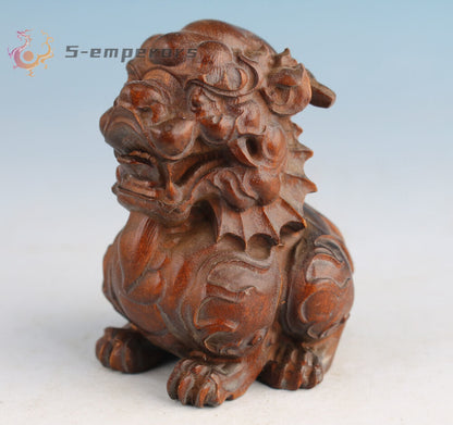 Mini Chinese boxwood handmade fortune sheep Figure statue collectable gift