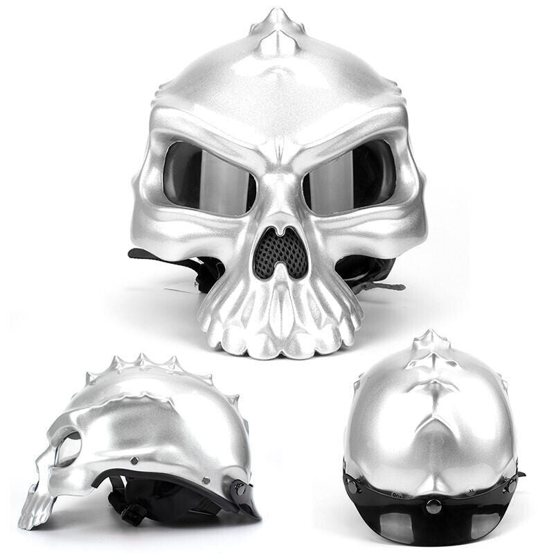 NEW Vintage Motorcycle Helmet Fashion Reversible Skull Half-Helmet For Men Women
