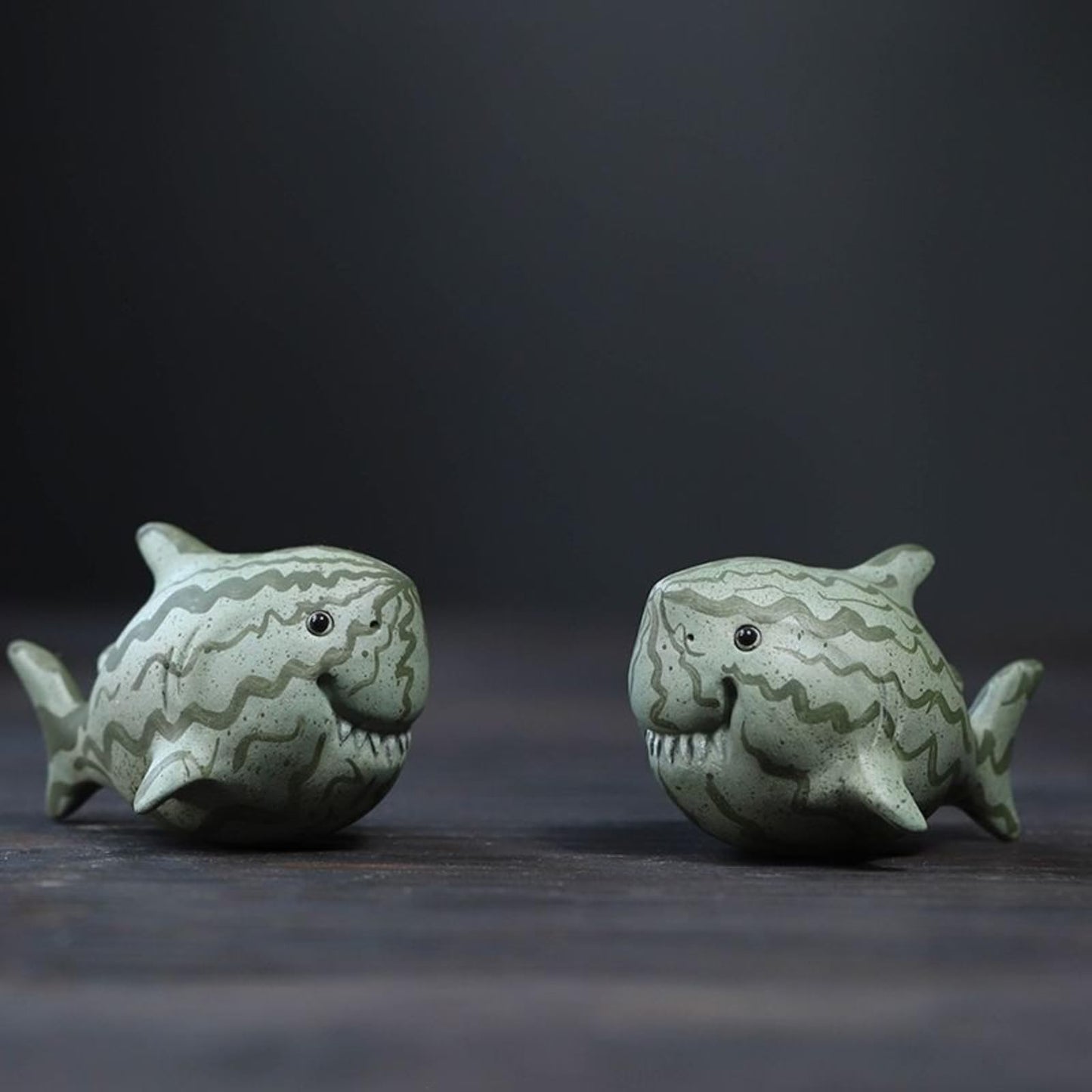 Handmade Watermelon Shark Tea Pet Ornament 7cm Chinese Tea Table Decor Tea Play