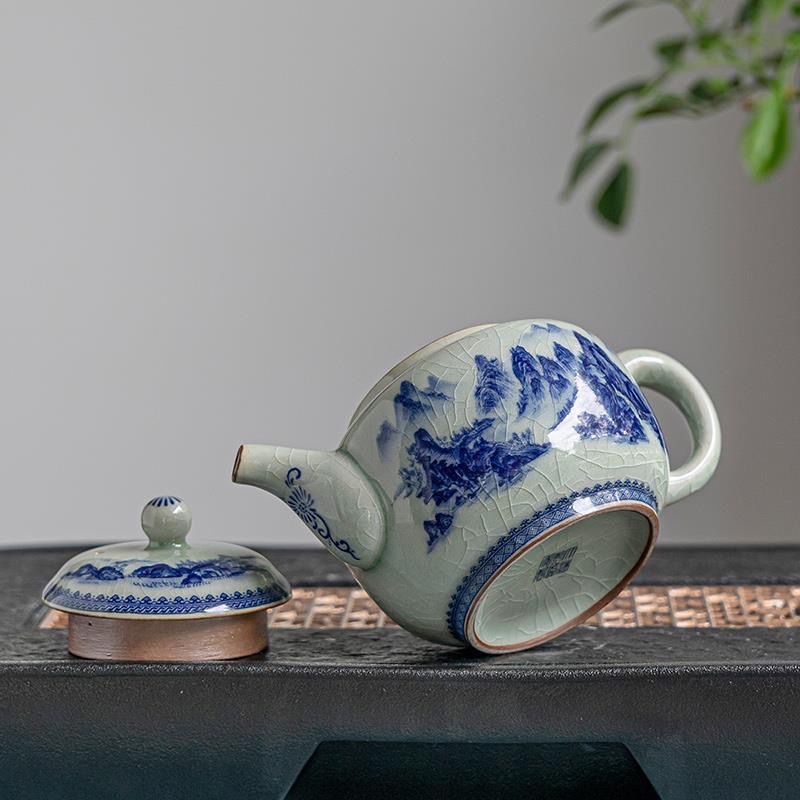 Jingdezhen Ceramic Tea Set Retro Landscape Qianli Jiangshan Teapot 260ml