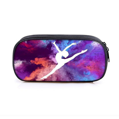 Elegant Gymnastic Art Print Cosmetic Bag Women Pencil Case Stationary Bag Canvas