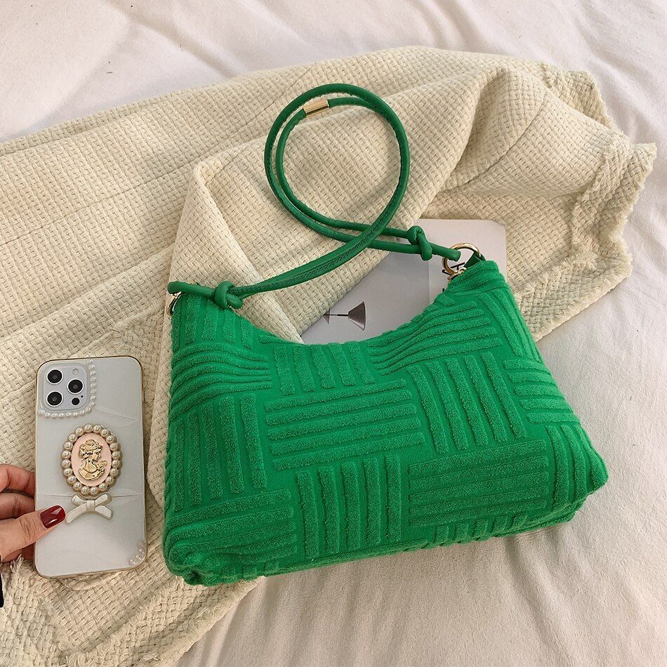 Famous Half Moon Shoulder Messenger Bag Soft Cotton Underarm Clutch Handbag Tote