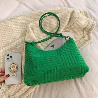 Famous Half Moon Shoulder Messenger Bag Soft Cotton Underarm Clutch Handbag Tote